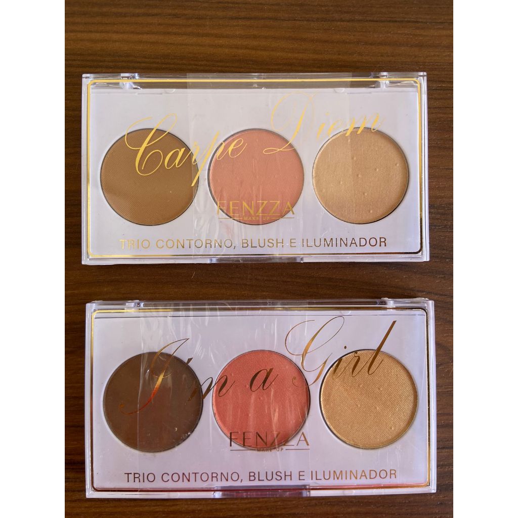 Trio contorno blush, iluminador e contorno - Fenzza | Shopee Brasil