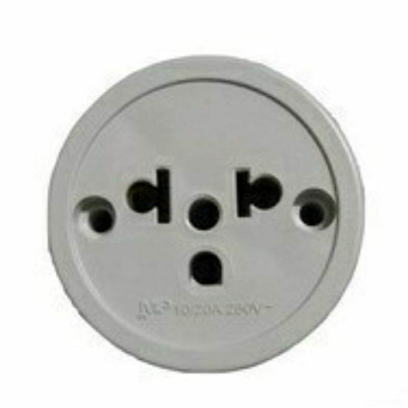 Tomada Redonda Externa Sobrepor Padrão Antigo 2P+T MB10A 250V (UNIDADE)