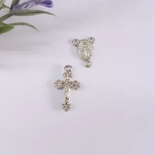 Kit para Mini Terço Prateado (30 peças de cada) Montagem de Dezenas - Lembrancinhas