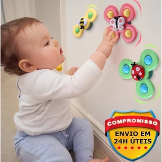 KIT 3 Brinquedo Infantil Chocalho Giratório com Spinner Brinquedos para bebê Banho