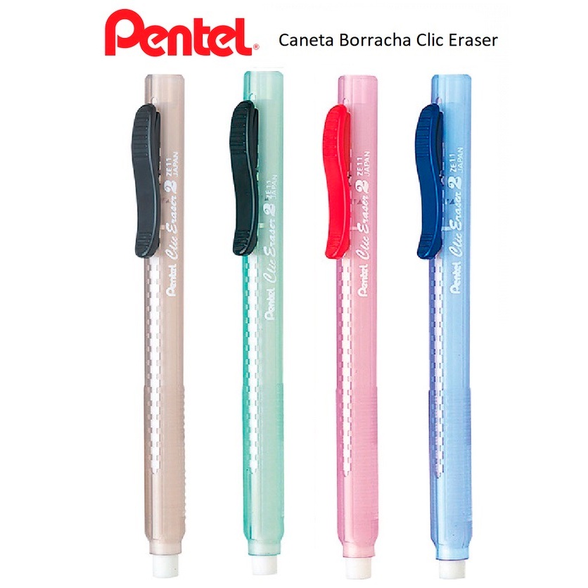 Pentel Clic Eraser ZE81-Transparent Barrel (NON PVC) - 4 Pack