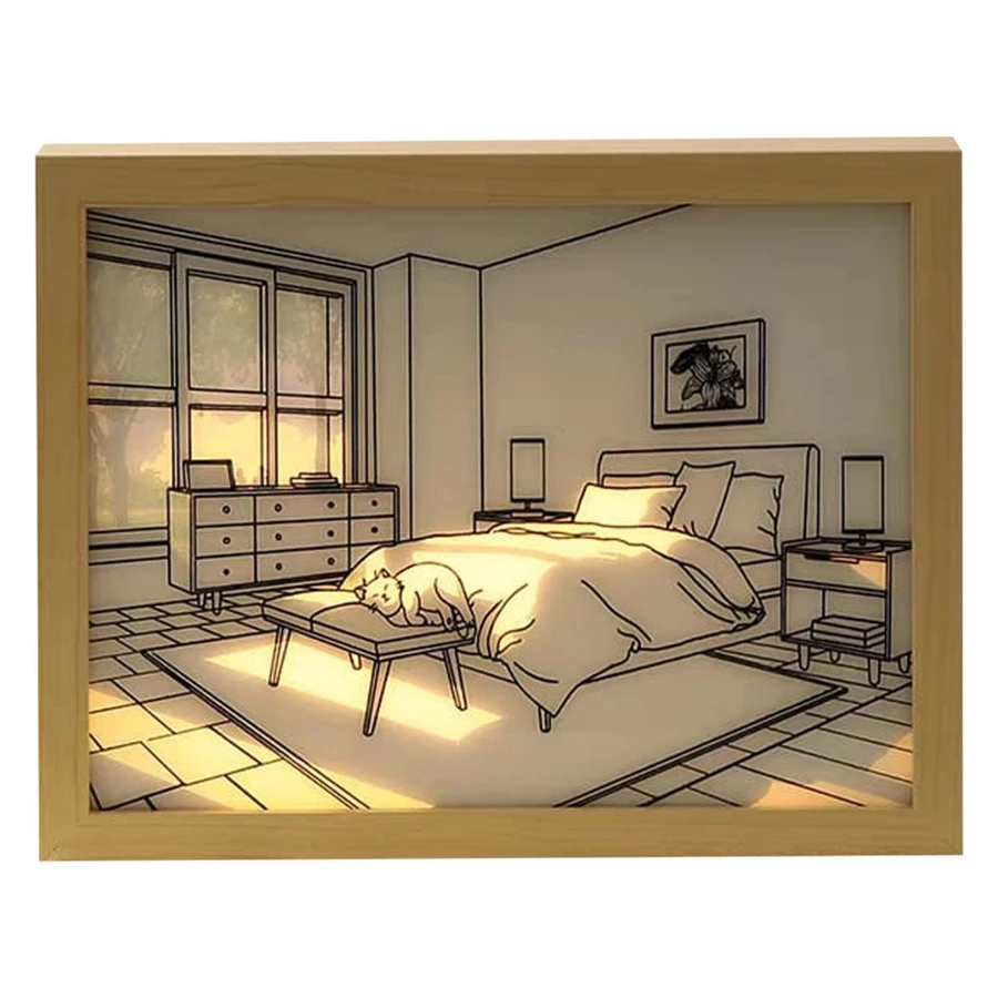 Luminaria Quadro com Luzes Candeeiro de Mesa Luz Noturna Molduras para Decoração 3 Cores Ajustável — foto 4 de 4