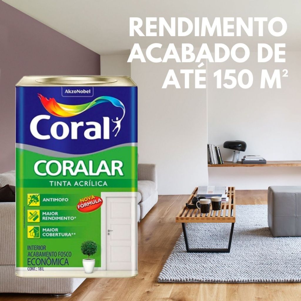 Tinta Parede Branco / Branco Gelo Acrílica 18Lts / 3,6Lts Coralar Coral grande pequena lata galão