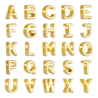 Berloque Letras de A-Z Alfabeto Separador Para Pandora Banhado a Ouro 18k
