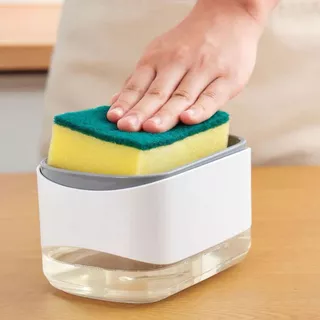 Dispensador Para Detergente Dispenser Sabao 2x1 Detergente Suporte Porta Bucha Esponja Limpeza Sabão Limpa Cozinha Casa Louça
