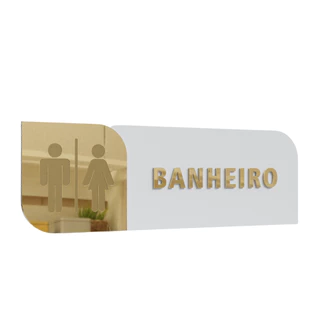 Placa Sinalização de porta Banheiro Unissex MDF com acrilico espelhado