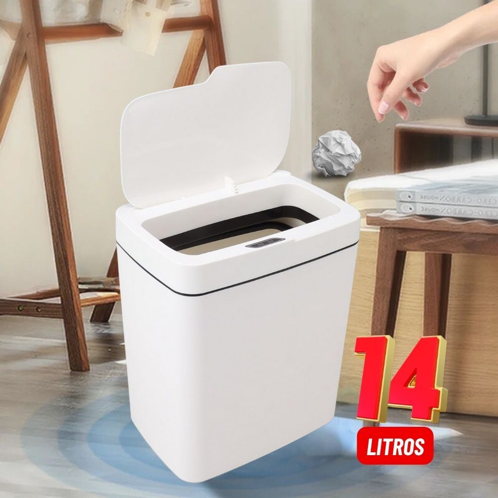 Lixeira Inteligente com Sensor Automática 14 Litros Banheiro Cozinha