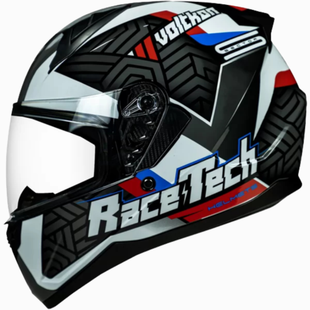 Capacete Race Tech Sector Voltkon Black/White 60 - Viseira Cristal ...