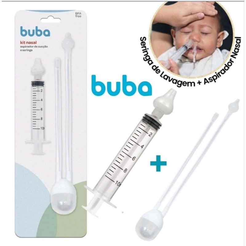 Kit Aspirador nasal bebê+ seringa de lavagem nasal Buba | Shopee Brasil