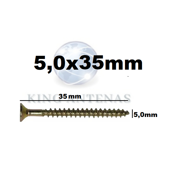 Kit 50 Peças Parafuso 5,0x35 para Madeira Chipboard Cabeça Chata Philips - New Fix