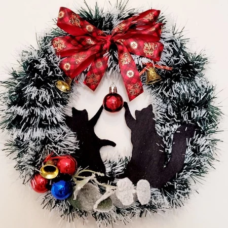 Guirlanda de natal gatos e cachorros petlovers escolha seu tamanho enfeite de natal enfeites de porta