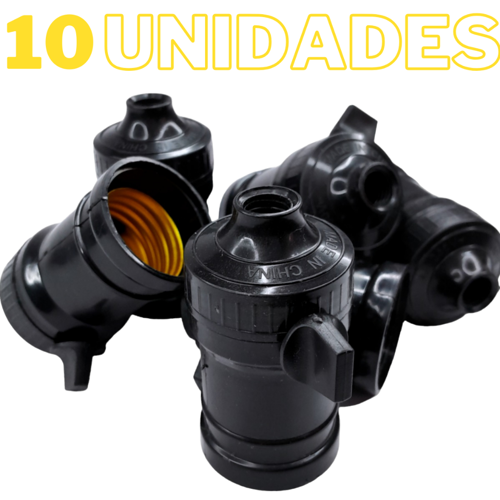 Kit 10 Soquete Bocal E27 Vintage Retro Interruptor Chavinha