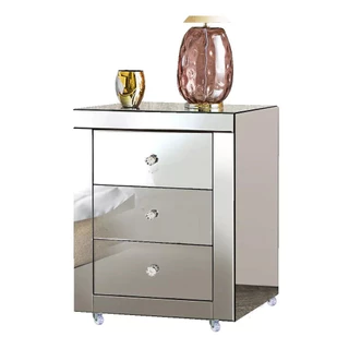 Mesa De Cabeceira 3 Gavetas Espelho Para Quarto Casal Estilo Luxo alta qualidade
