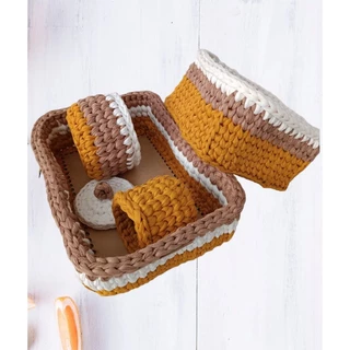 Kit higiene de bebé/Cestos organizadores/crochê/fio malha