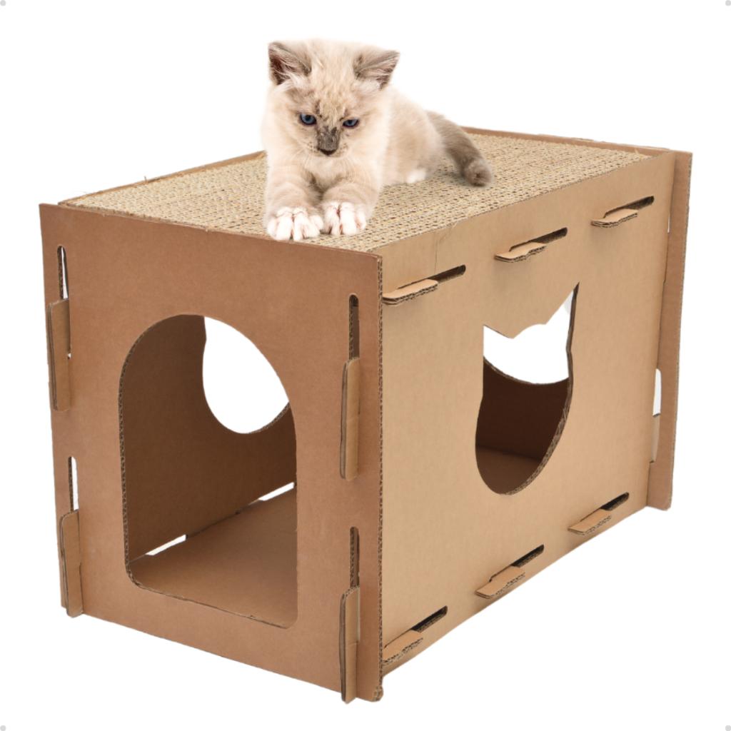 Arranhador Para Gato Brinquedo Casinha Super Toca de Papelão