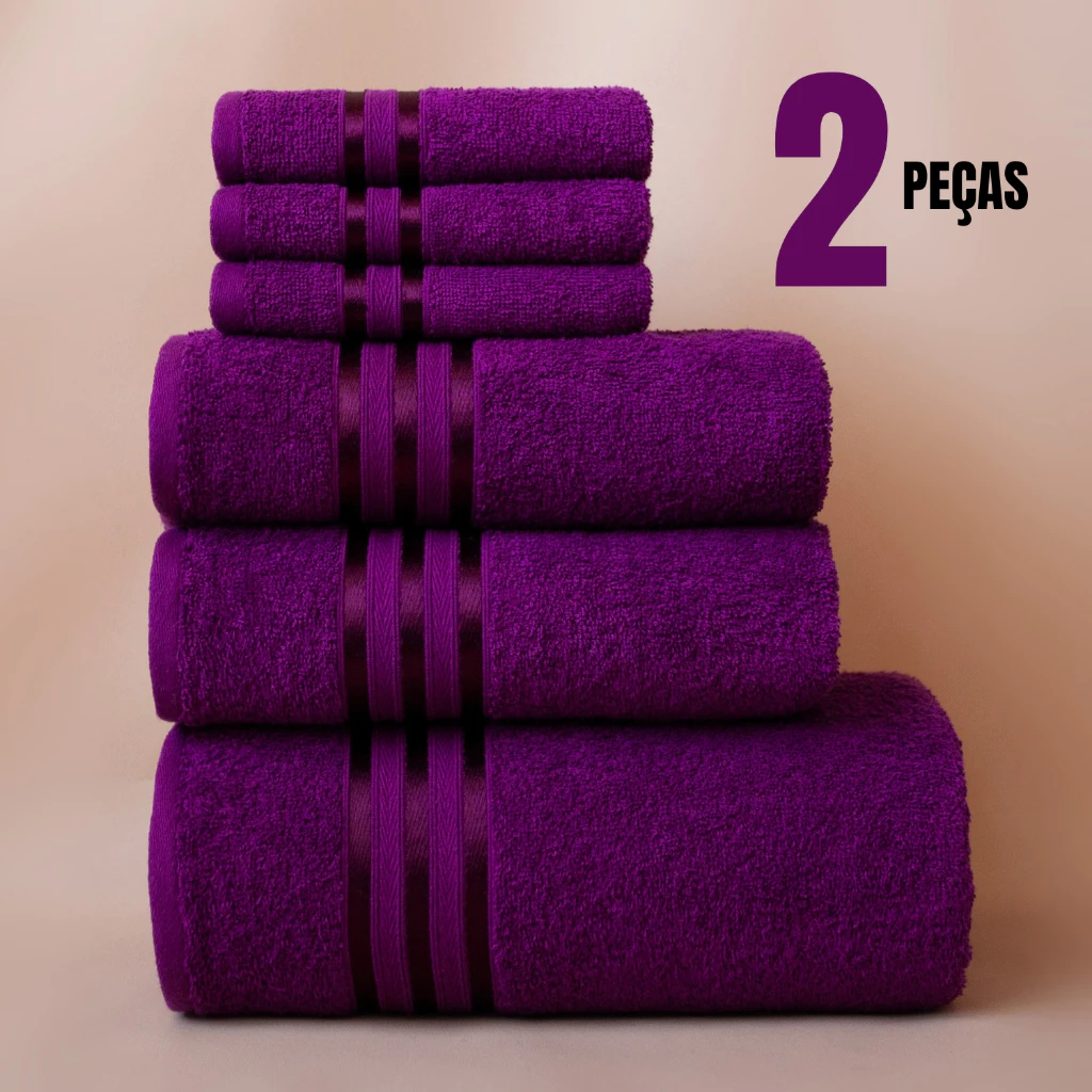 KIT 2 Toalhas Banho e Rosto Grande Macia 100 Algodão Seca Rápido Ótima Absorção