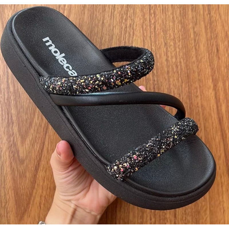 Sandália Papete Moleca Brilho Flatform 5469.121 Original