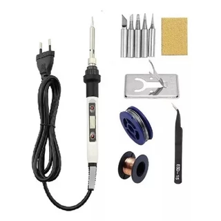 Kit Ferro De Solda 110v 80w Digital Pontas Pinça Estanho..