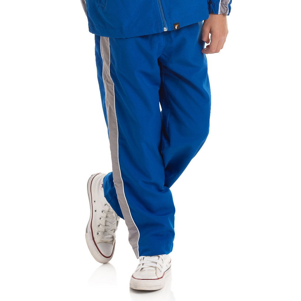 Calça Tactel Forrada Uniforme Azul Royal Detalhe Cinza Infantil