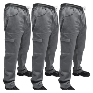 Kit C/ 3 Calça de Uniforme Terminal de Carga Brim Profissional Reforçada