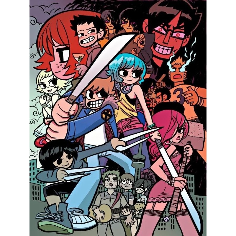 SCOTT PILGRIM - Placa quadro decorativo 20x29 cm Mdf - Filme - Game - Hq