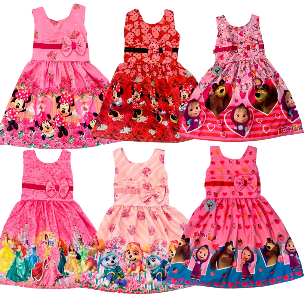 Novos Vestidos infantis Temáticos Melhor Preço para Crianças Envio Imediato Promoção