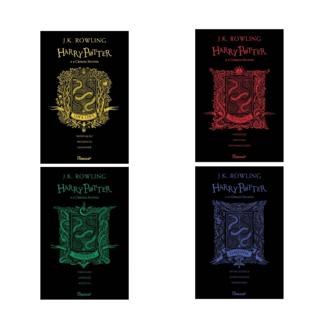 Livro Harry Potter e a Câmara Secreta Capa Dura Grifinória Sonserina Corvinal Lufa-Lufa Casas de Hogwarts