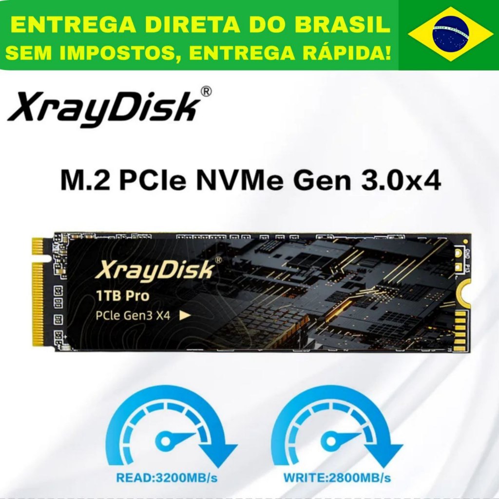 SSD XRAYDISK PRO NVMe PCIe3.0 512 GB e 1 TB, até 3200 Mbs, DESKTOP