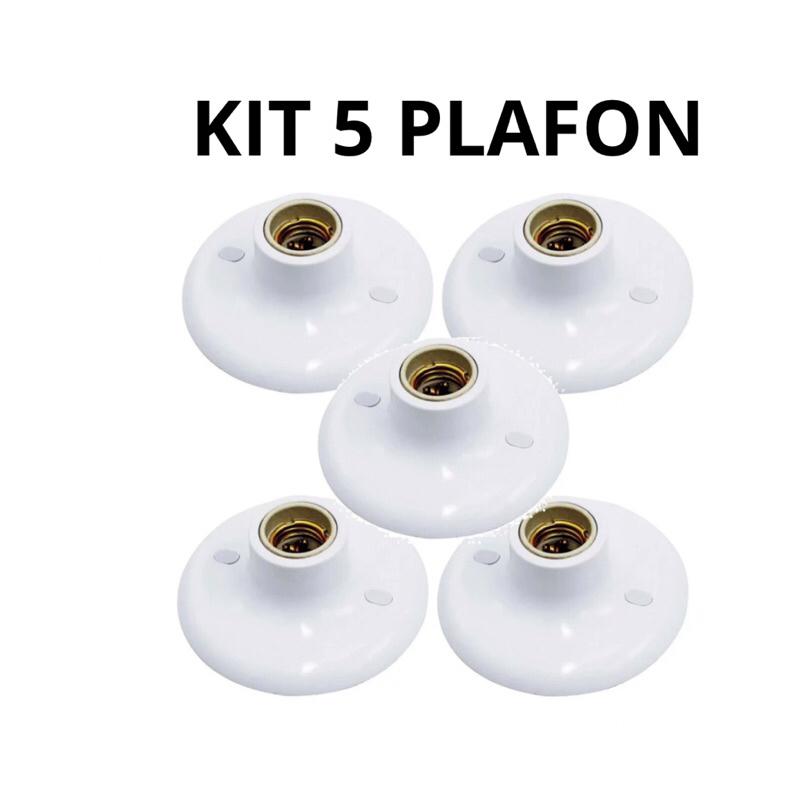 Kit 5 Plafon Luminaria Com Soquete Porcelana E27 Branco Luminária Plafonier