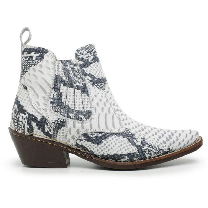 Bota Botina Country Masculina Bico Fino Texana Couro Legitimo Cobra ...