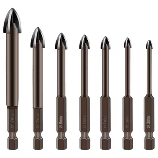 Kit 7 Brocas De Titanio Liga Dura Universal Fura Tudo