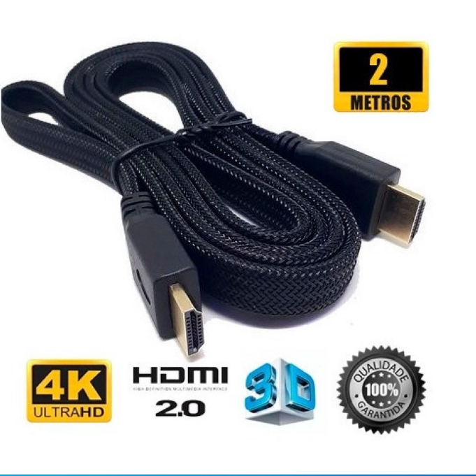 Cabo Hdmi Ultra Hd 3d 4k Alta Resolução 1080p Tv 2/3/5m