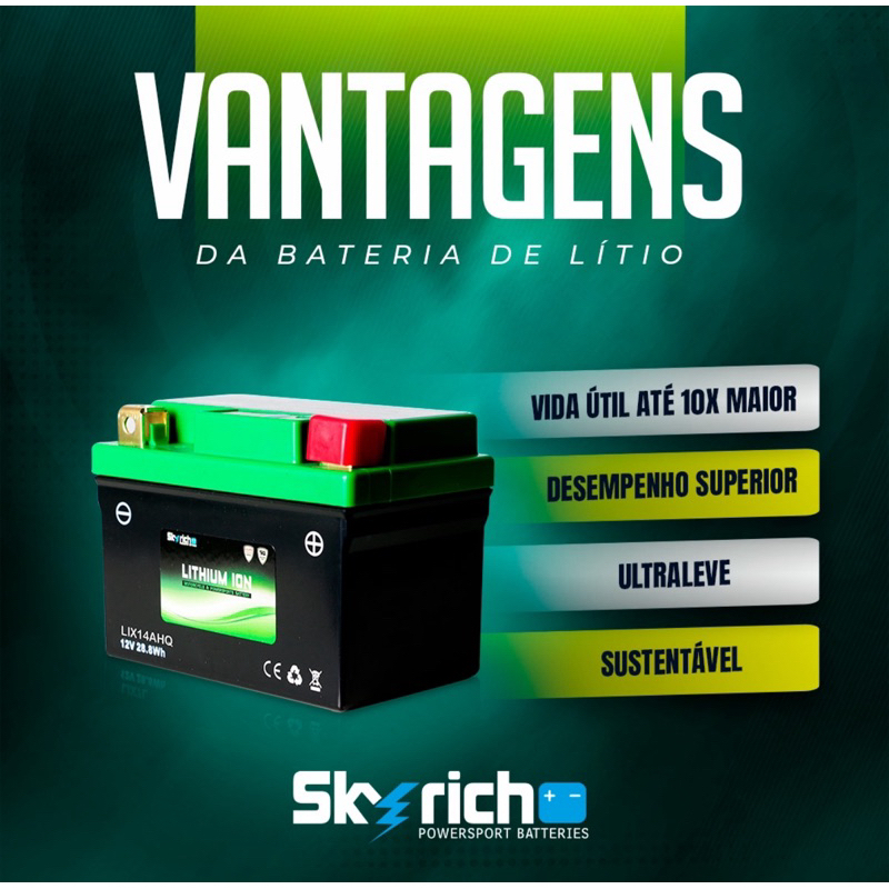 Bateria Moto skyrich litio lix5l Honda 125 150 160 titan Biz fan
