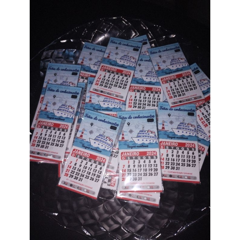 Imã de geladeira mini calendário Personalizado.( 20 unidades)