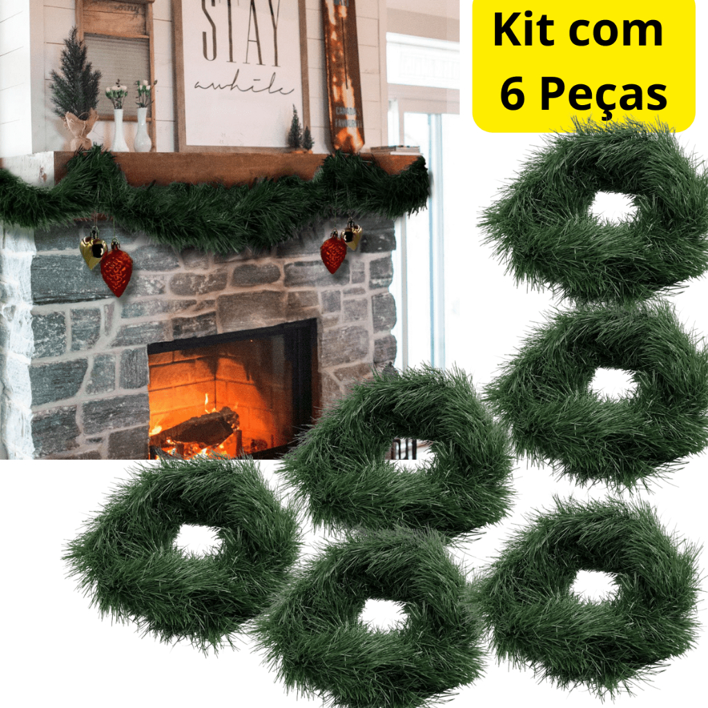Festão Verde Escuro Kit Com 6 Peças Total 12 Metros Decoração De Natal ...
