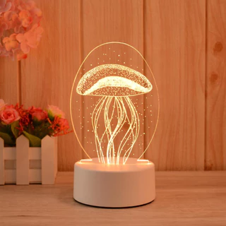 Abajur Luminária Decorativa Água Viva Para Presente Com Controle Remoto LED Efeito 3D 16 Cores Acompanha Cabo USB Ideal Para Decoração De Quarto Infantil Gamer Geek Sala Iluminação Escritório