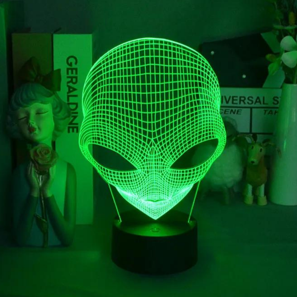 Abajur Luminária Decorativa Alien ET Para Presente Com Controle Remoto LED Efeito 3D 16 Cores Acompanha Cabo USB Ideal Para Decoração Alienígena De Quarto Infantil Gamer Geek Sala Iluminação Escritório