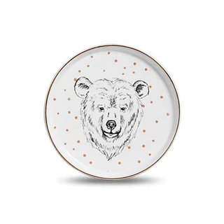 Prato Sobremesa Urso Forest Glow Scalla Cerâmica 20cm Natal