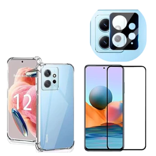 Combo Xiaomi Redmi Note 12 4G Película De Vidro Full 9D + Capinha Transparente + Película Para Câmera Proteção Completa