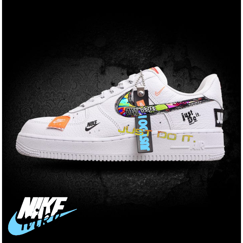 Nike Air Force 1 Just Do It Branco/Laranja - Nacional primeira