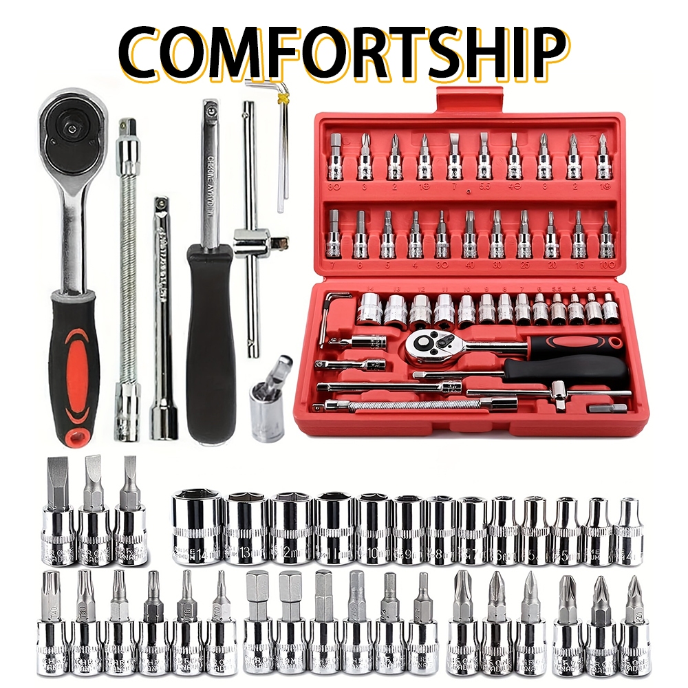 yeacher Conjunto de chaves de soquete 53PCS de aço cromo vanádio 1/4 '' Kit  de ferramentas de manutenção para reparos de motocicletas e automóveis  domésticos : : Ferramentas e Materiais de Construção