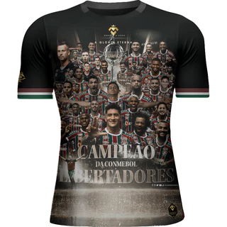 Camiseta Dry Fit PRETA Fluminense CAMPEAO DA LIBERTADORES Euro Slim Mantoo