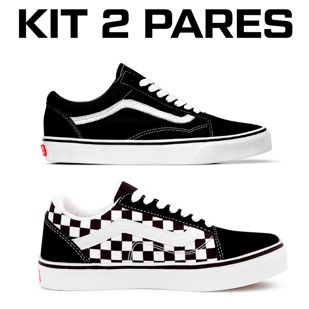 Kit 2 Pares Tênis Vans Old Skool Skate Masculino e Feminino Envio Em 24 Horas