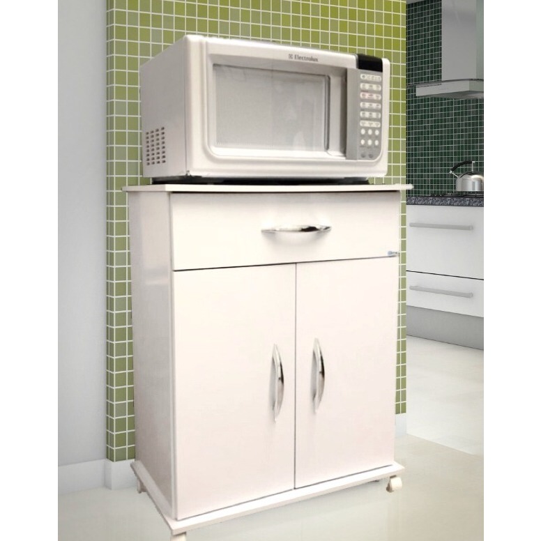 Armário De Cozinha Chão Forno Microondas Multiuso Tampo Branco