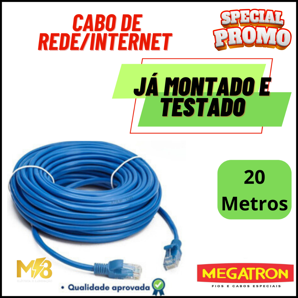 Adaptador Duplicador Rj45 Duplo + 2 Cabos Rede 1 Metro Combo