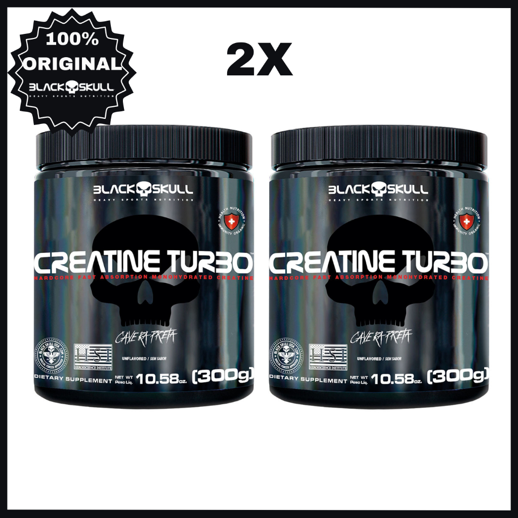 Combo x2 Creatina Monohidratada Creatine Turbo 300g Black Skull