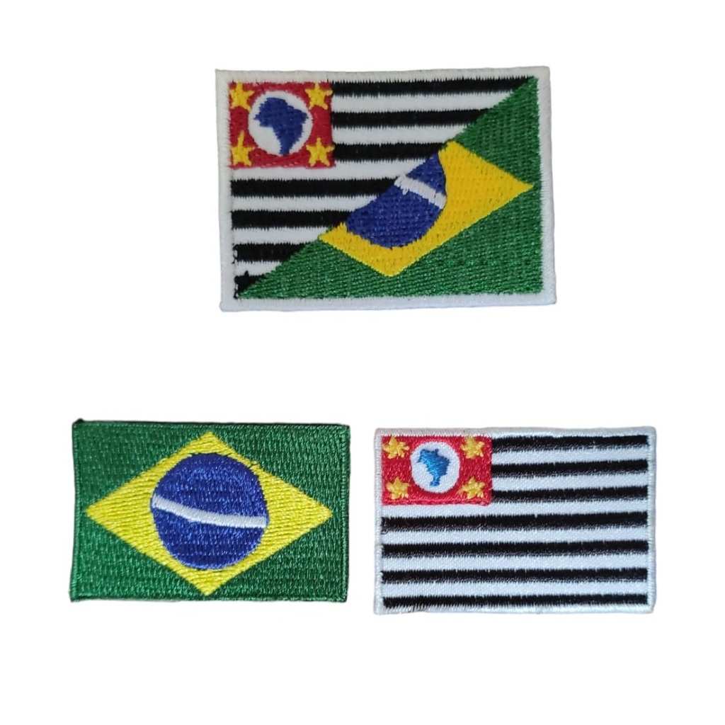 Aplique Patch termocolante Bandeira Brasil ou SP