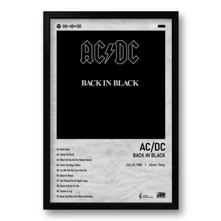 Quadro Álbum Spotify Back in Black - AC-DC - 40x60cm