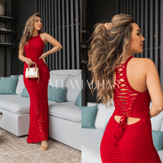 Costas nuas Laço Contraste Babado Simples sexy Vestidos para noite