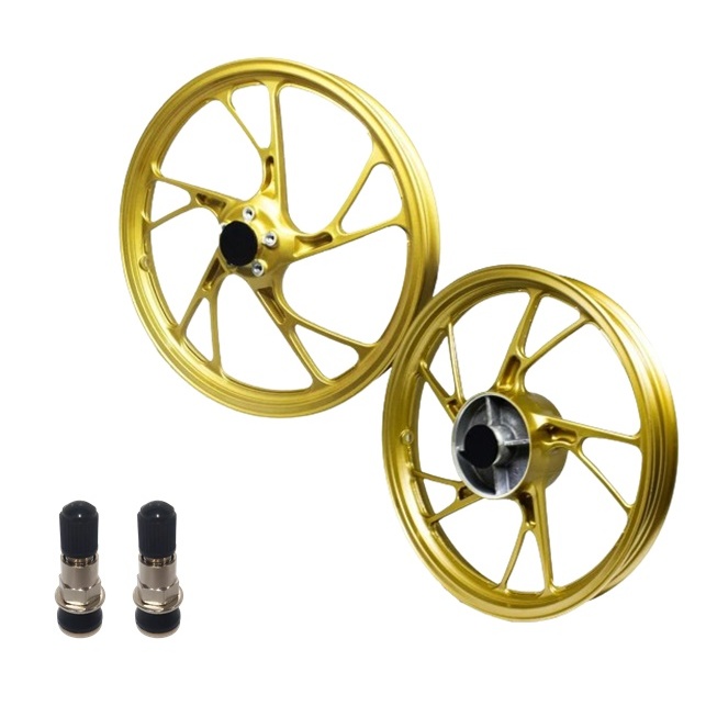 Par Roda Liga Leve CG Titan Fan Start 150-160 14/23 Freio Disco Dourado Pé de galinha + BICO DE VALVULA GJB
